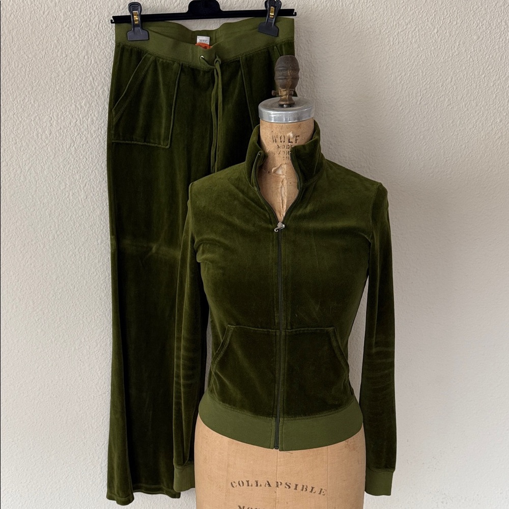Juicy Couture Olive Green Velour Tracksuit